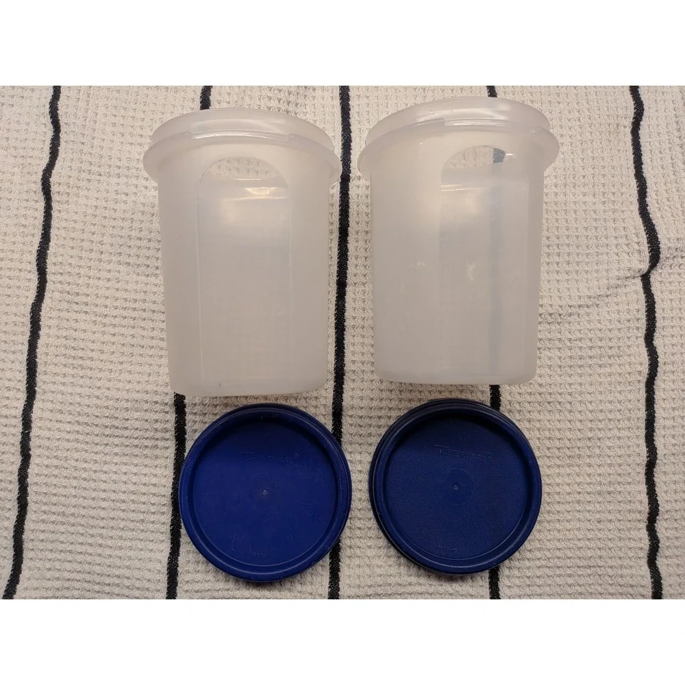 Tupperware 3 Modular Mates‎ Round Blue Set Pantry Storage Canisters
